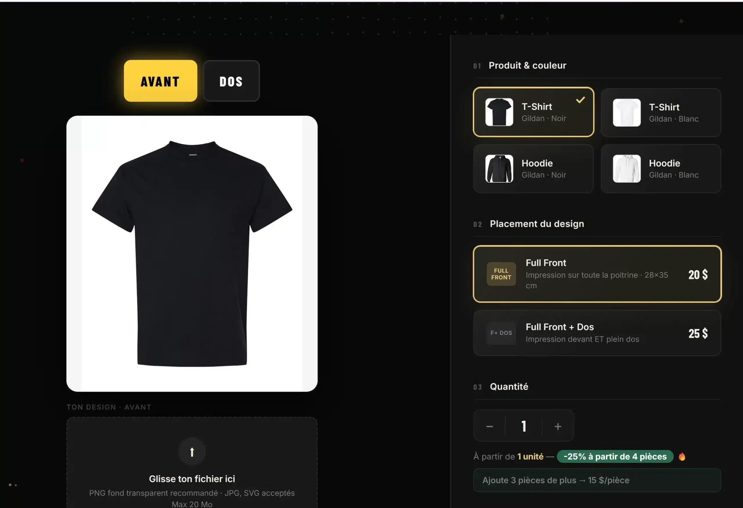 Configurateur Print On Demand pour vêtements personnalisés MAX3D PRINT