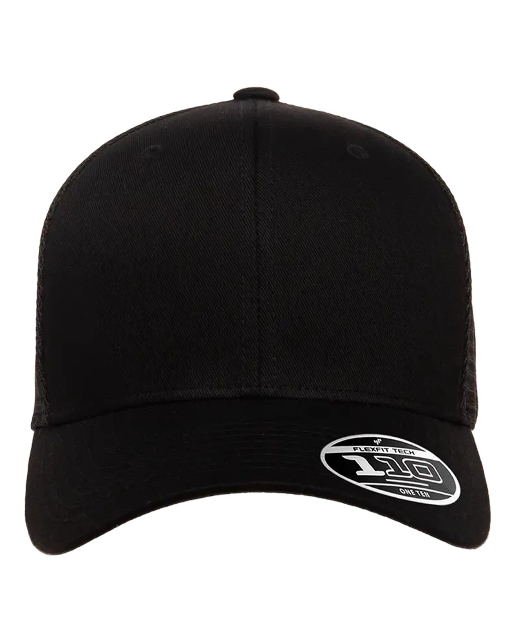 Casquette trucker Flexfit 110M noire, modèle vierge vu de face