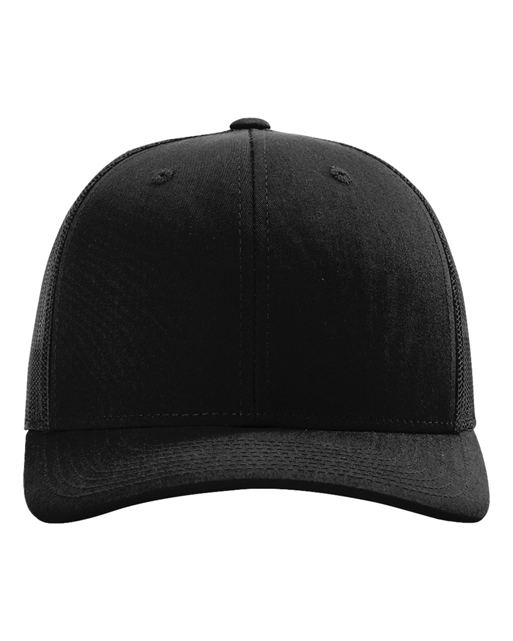 Casquette trucker Richardson 112 noire, modèle vierge vu de face