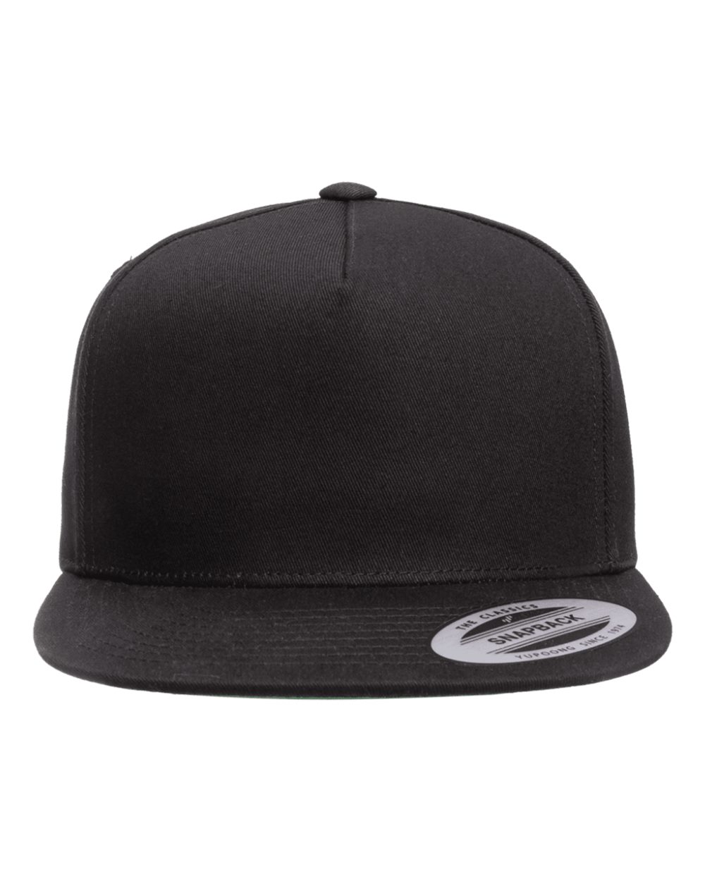 Casquette YP Classics 6007 noire en sergé de coton, modèle vierge vu de face