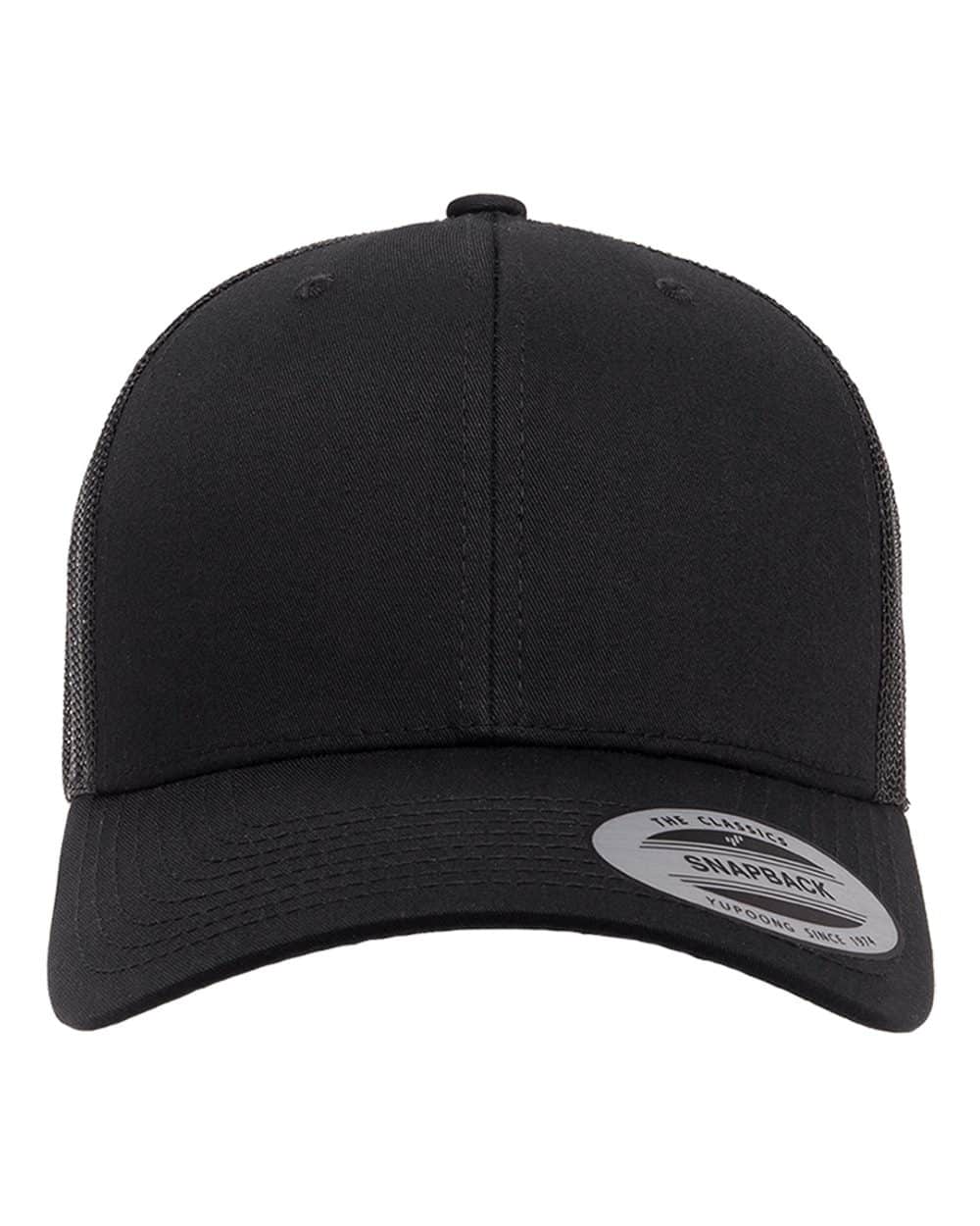 Casquette trucker YP Classics 6606 noire, modèle vierge vu de face